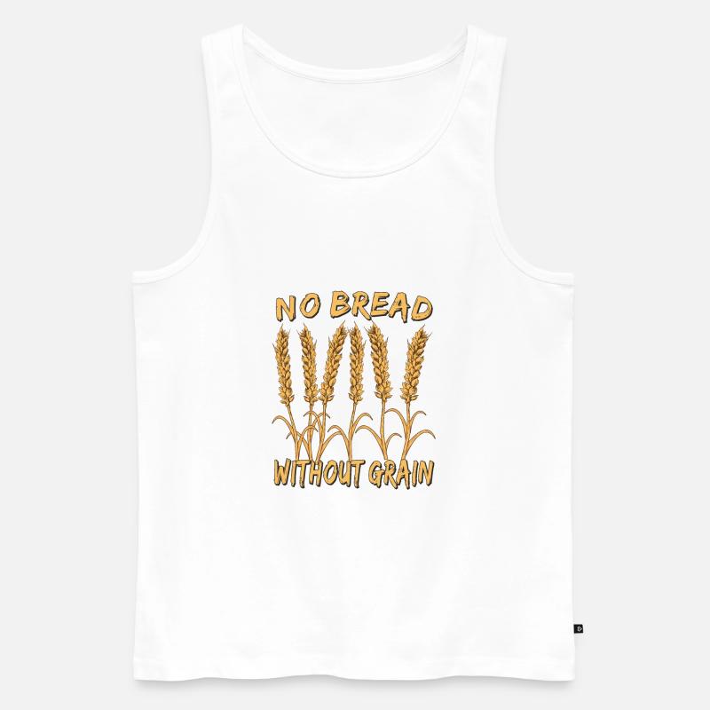 NO BREAD WITHOUT GRAIN - Männer Premium Bio Tank Top - Weiß