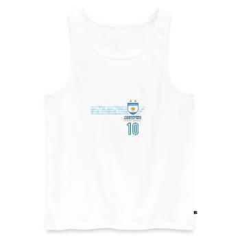 Argentinien Albiceleste Fußball Fan Trikot - Männer Premium Bio Tank Top - Weiß - Vorne - Michal (187cm)
