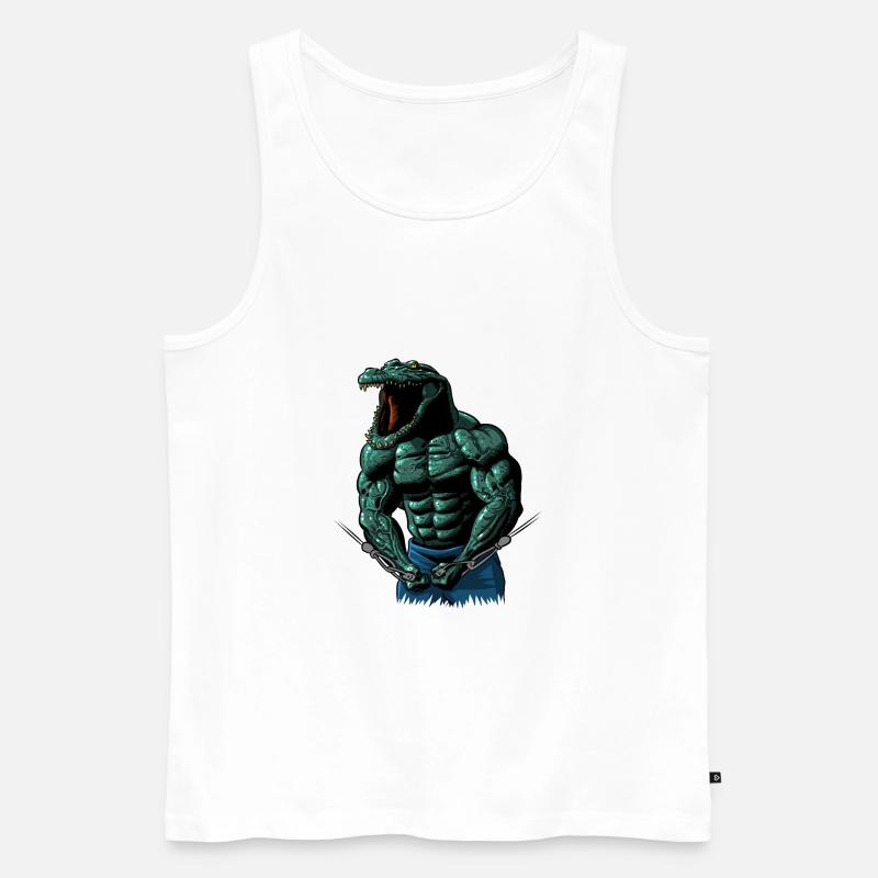 Krokodiltraining - Männer Premium Bio Tank Top - Weiß