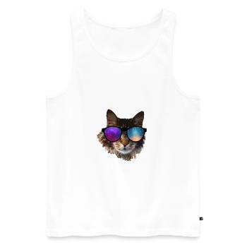 chat - Débardeur bio Premium Homme - blanc - Devant - Michal (187cm)