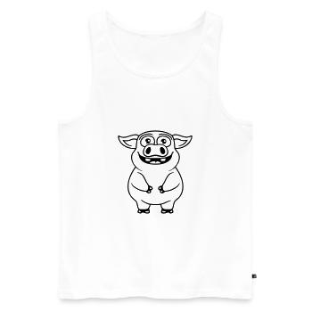 Comic glückliches kleines Schwein - Männer Premium Bio Tank Top - Weiß - Vorne - AI Model Male 178 light (178cm)