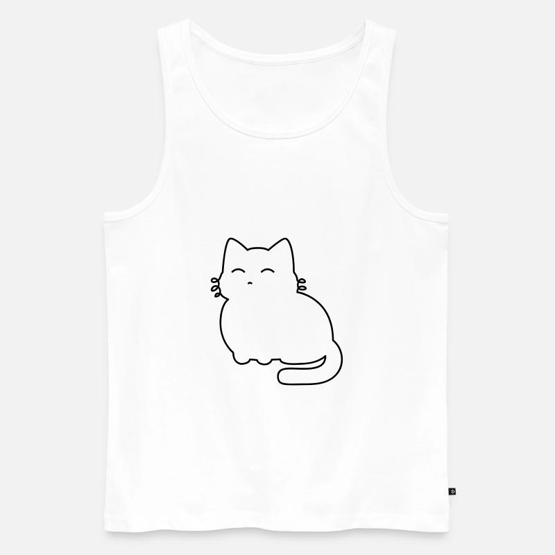 Katze Einfach Minimalismus Minimal Design Style - Männer Premium Bio Tank Top - Weiß