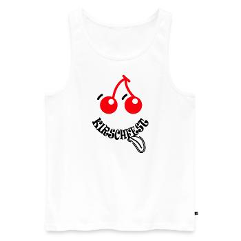 rote Kirschen Gesicht lachend zum Kirschfest - Männer Premium Bio Tank Top - Weiß - Vorne - Michal (187cm)