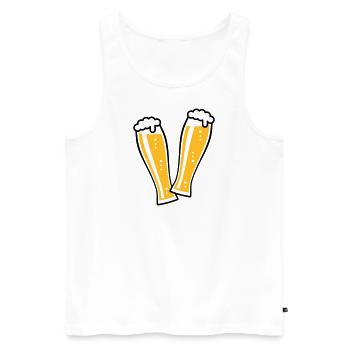 2 verres à bière de blé toast (bière de blé / 2C) - Débardeur bio Premium Homme - blanc - Devant - AI Model Male 178 light (178cm)