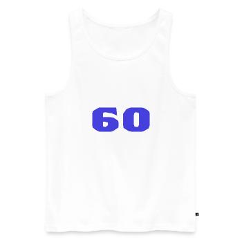 60. 60 JAHRE. 60-JÄHRIGES JUBILÄUM. 60. GEBURTSTAG. - Männer Premium Bio Tank Top - Weiß - Vorne - Michal (187cm)
