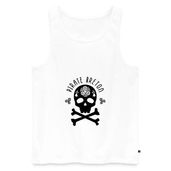 Pirate Breton - Bretagne - Débardeur bio Premium Homme - blanc - Devant - AI Model Male 178 light (178cm)