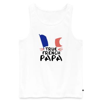 Cadeau 'True French Papa', Fierté Nationale - Débardeur bio Premium Homme - blanc - Devant - Michal (187cm)