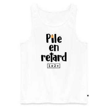 Pile en retard - Débardeur bio Premium Homme - blanc - Devant - Michal (187cm)