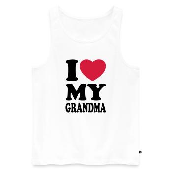 I love my grandma - J'aime ma grand-mère - Débardeur bio Premium Homme - blanc - Devant - Michal (187cm)