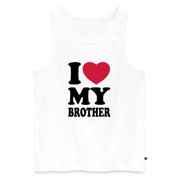 I love my brother - J'aime mon frère - Débardeur bio Premium Homme - blanc - Devant - Michal (187cm)