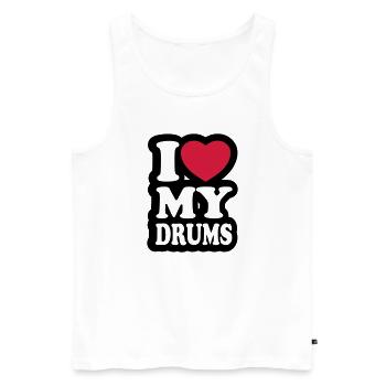 I love my drums - Ich liebe meine Trommeln - Männer Premium Bio Tank Top - Weiß - Vorne - AI Model Male 178 light (178cm)