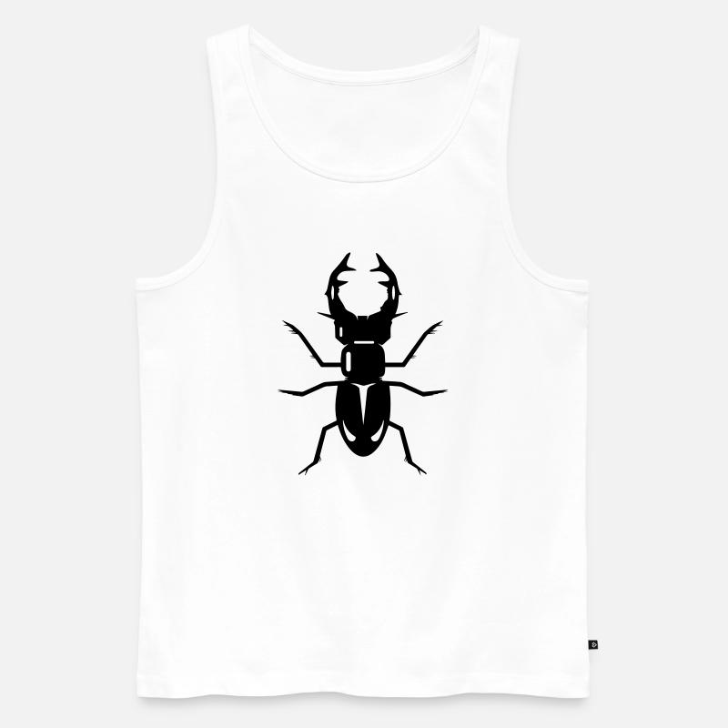 stilisierter Hirschkäfer mit prächtigen Geweih - Männer Premium Bio Tank Top - Weiß