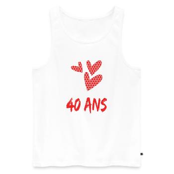 40. 40 ANS. 40e ANNIVERSAIRE. ANNIVERSAIRE 40 ANS. - Débardeur bio Premium Homme - blanc - Devant - Michal (187cm)