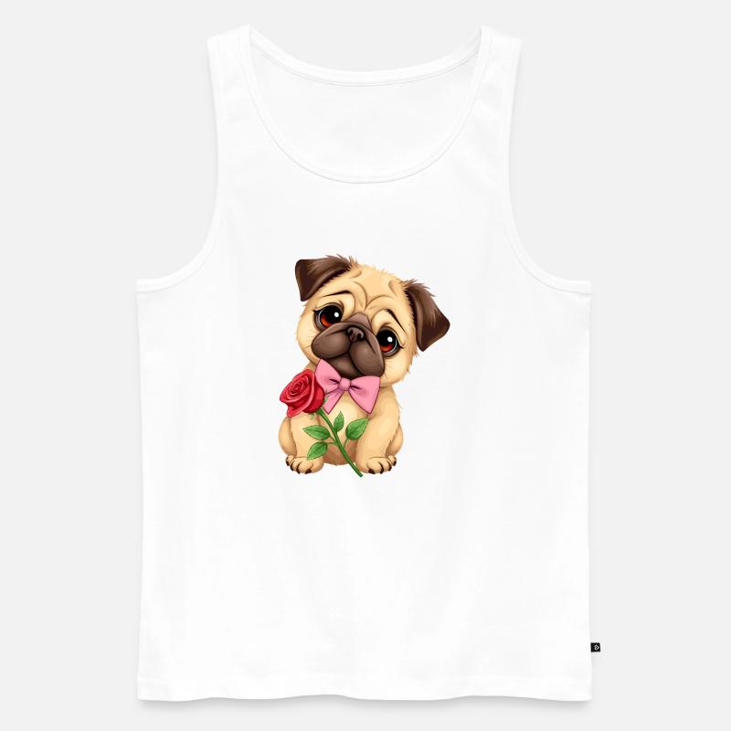 Mops Hund - Männer Premium Bio Tank Top - Weiß