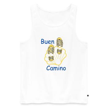 Buen Camino Muschel mit Reifenprofil - Männer Premium Bio Tank Top - Weiß - Vorne - Michal (187cm)