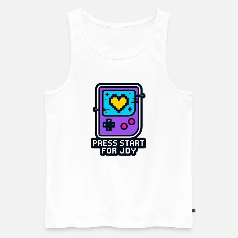 Press Start for Joy - Männer Premium Bio Tank Top - Weiß