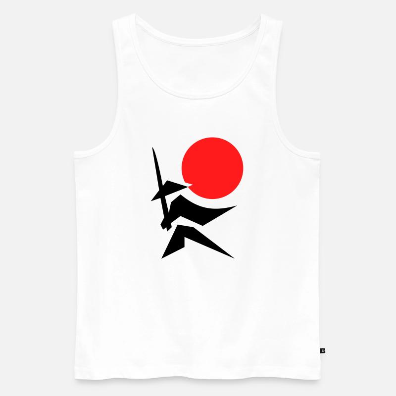 Abstraktes Bild mit Samurai Rot Schwarz - Männer Premium Bio Tank Top - Weiß