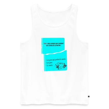 Humorous Quote Mornings of a Grumpy Man - Men's Premium Organic Tank Top - white - Front - Michal (187cm)