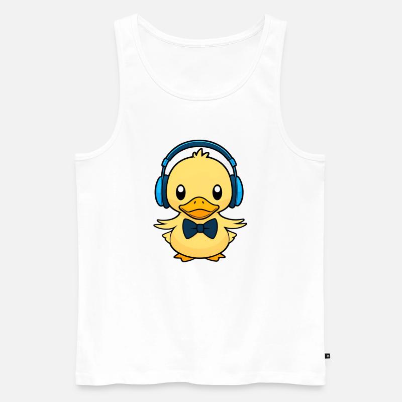 Niedliche Ente mit Kopfhörern - Männer Premium Bio Tank Top - Weiß