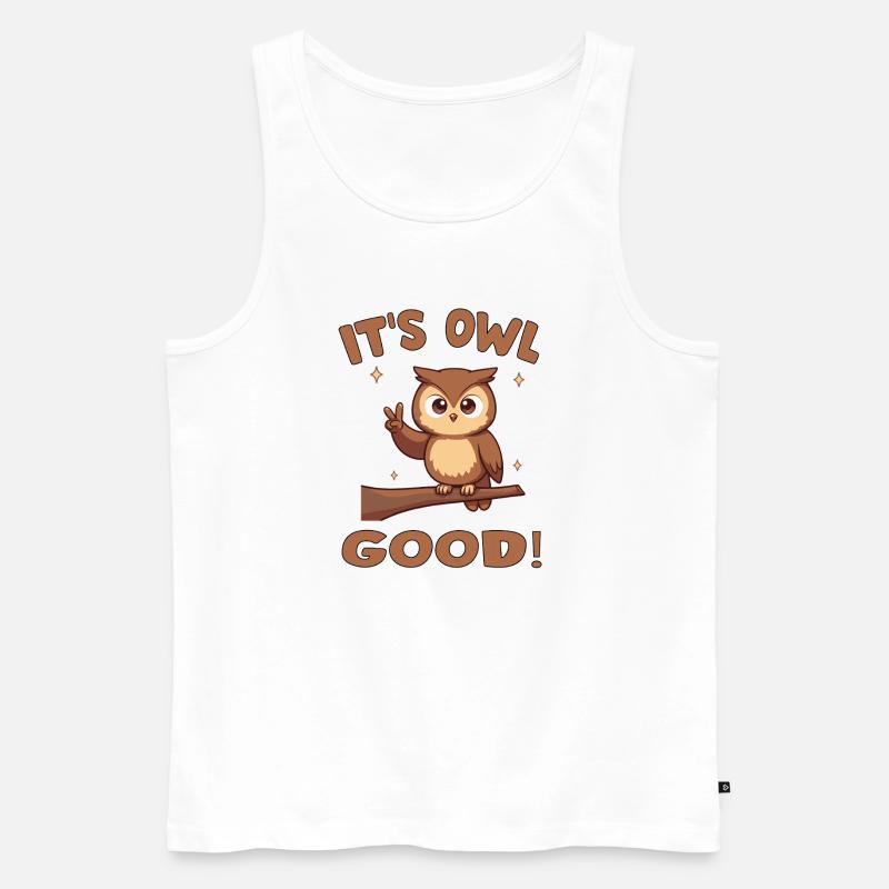 Niedliche Eule mit aufmunternder Botschaft - Männer Premium Bio Tank Top - Weiß