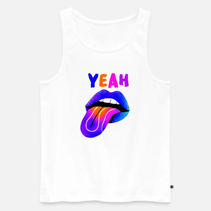 Lebendige Lippen YEAH Pop Art - Männer Premium Bio Tank Top - Weiß