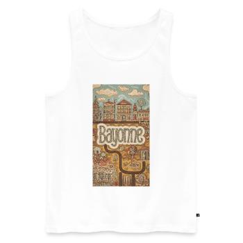 Bayonne Whimsical Townscape France - Men's Premium Organic Tank Top - white - Front - AI Model Male 178 light (178cm)