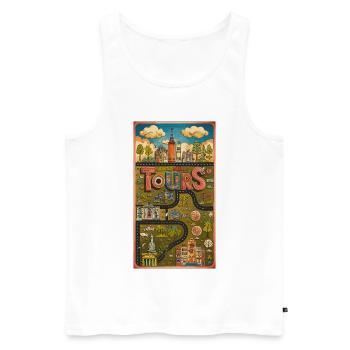 Whimsical Tours City France Vintage Art - Men's Premium Organic Tank Top - white - Front - AI Model Male 178 light (178cm)