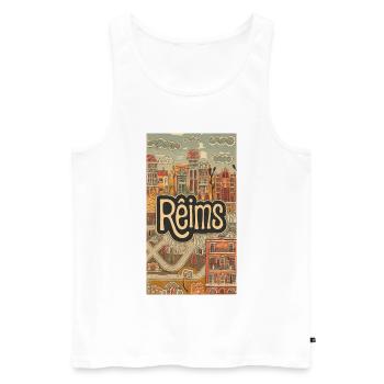 Reims Stadtbild Retro Illustration - Männer Premium Bio Tank Top - Weiß - Vorne - AI Model Male 178 light (178cm)