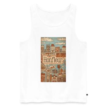 Honfleur Vintage Harbor Sketch France - Men's Premium Organic Tank Top - white - Front - AI Model Male 178 light (178cm)