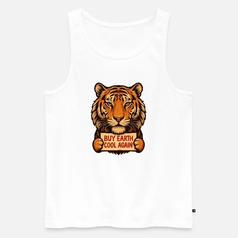 Tiger sagt: Make Eath Cool Again - Männer Premium Bio Tank Top - Weiß