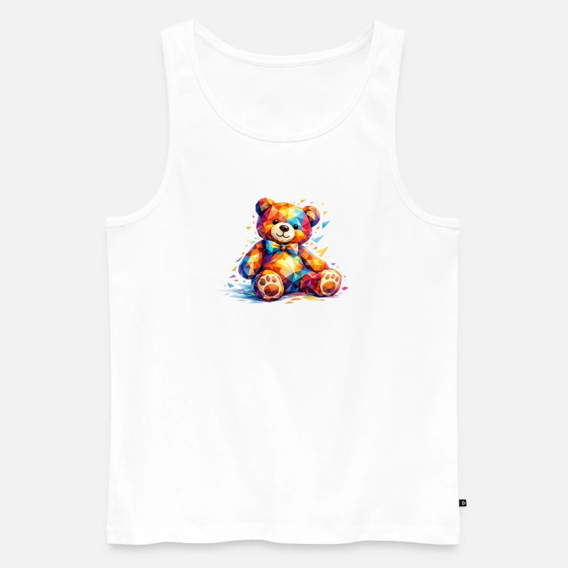 Farbenfroher geometrischer Bär - Männer Premium Bio Tank Top - Weiß