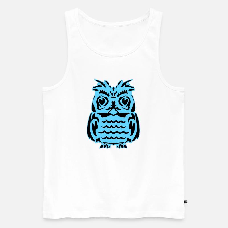 Lichtblaue abstrakte Eule - Männer Premium Bio Tank Top - Weiß