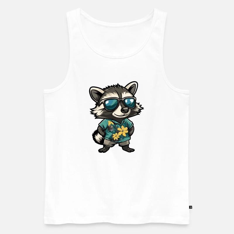Waschbär Comic Urlaub - Männer Premium Bio Tank Top - Weiß