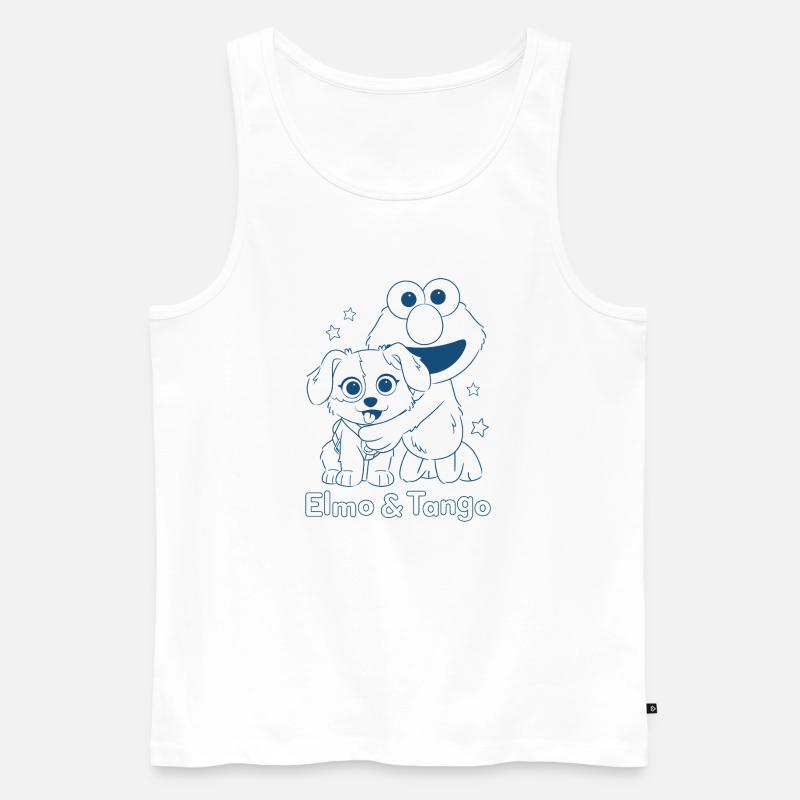Sesamstraße Tango & Elmo als Kontur - Männer Premium Bio Tank Top - Weiß
