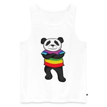 Panda Rainbow Pride with Attitude - Men's Premium Organic Tank Top - white - Front - Michal (187cm)
