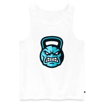 Logo kettlebell d’entraînement - Débardeur bio Premium Homme - blanc - Devant - Michal (187cm)