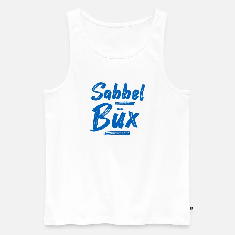 Sabbelbüx Plattdeutsch blau - Männer Premium Bio Tank Top - Weiß