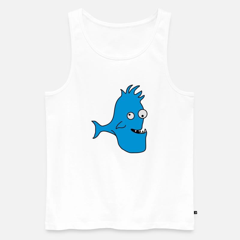 Stupid Crazy Comic Fish - Männer Premium Bio Tank Top - Weiß