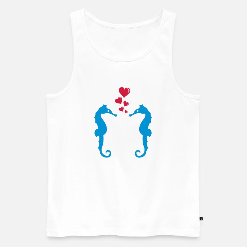 seepferdchen_in_love_001 - Männer Premium Bio Tank Top - Weiß