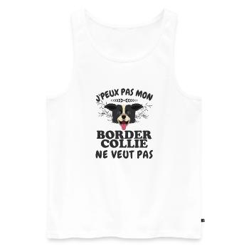 Mon border collie ne veut pas - Débardeur bio Premium Homme - blanc - Devant - Michal (187cm)