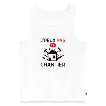 J'ai chantier 1 - Débardeur bio Premium Homme - blanc - Devant - Michal (187cm)