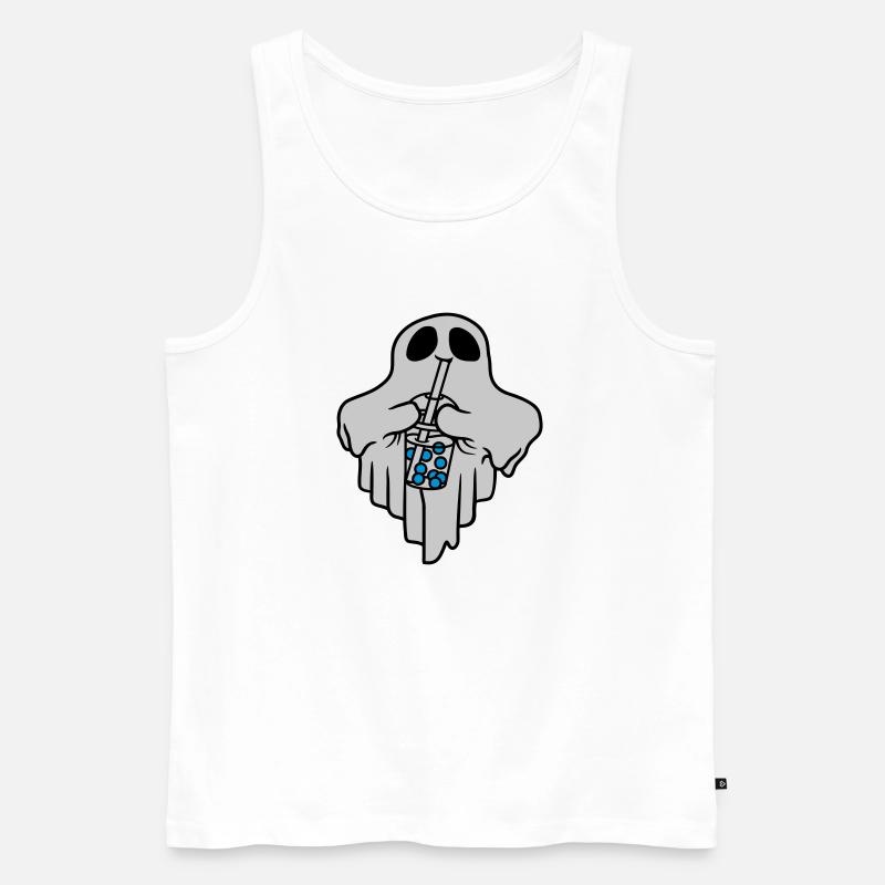 Bubble Tea trinkender Geist - Männer Premium Bio Tank Top - Weiß