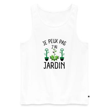 JARDIN JARDINAGE 2 - Débardeur bio Premium Homme - blanc - Devant - Michal (187cm)