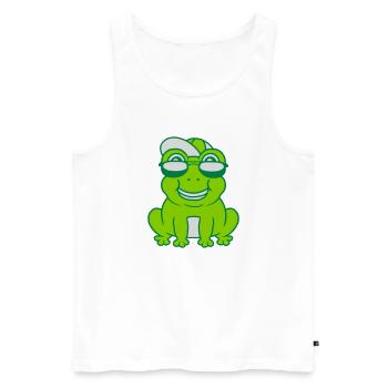 Cooler kleiner Frosch Junge - Männer Premium Bio Tank Top - Weiß - Vorne - Michal (187cm)