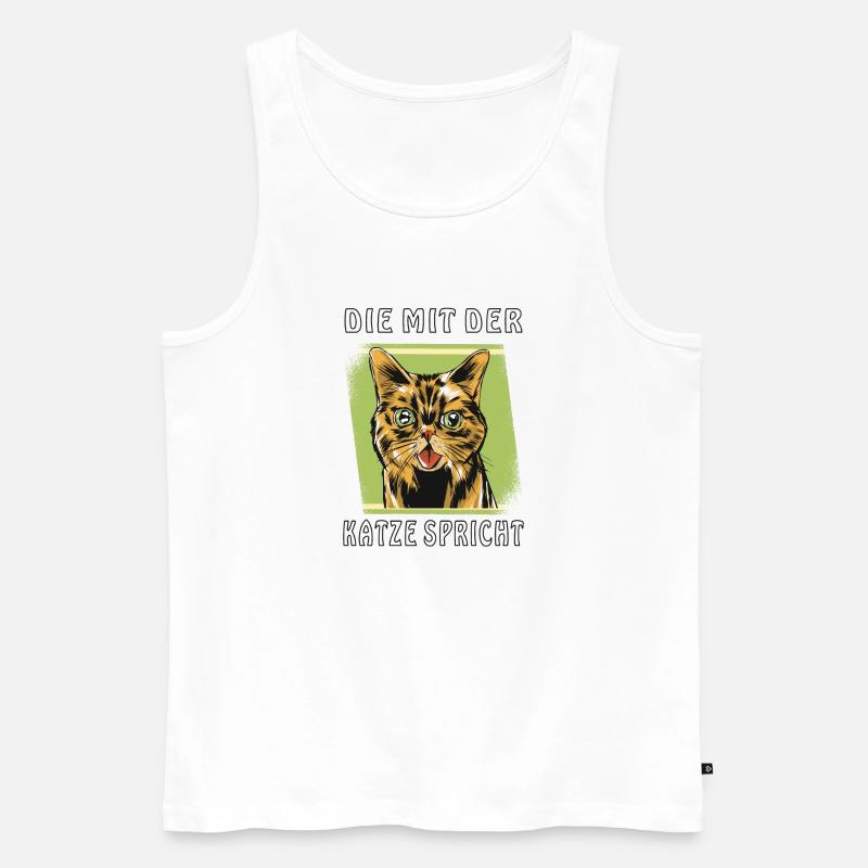 DIE MIT DER KATZE SPRICHT - Männer Premium Bio Tank Top - Weiß