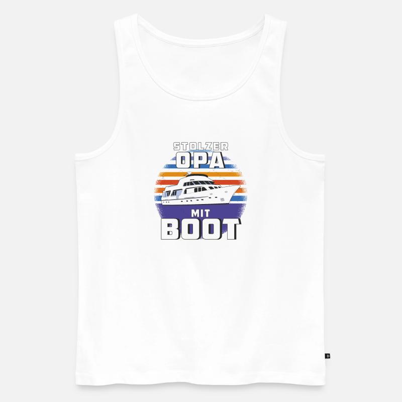 STOLZER OPA MIT BOOT - Männer Premium Bio Tank Top - Weiß