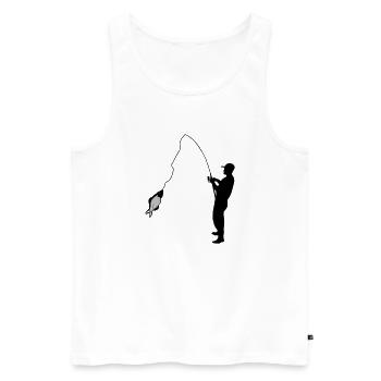 Angler - Männer Premium Bio Tank Top - Weiß - Vorne - Michal (187cm)