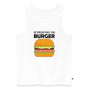 je peux pas j ai burger - Débardeur bio Premium Homme - blanc - Devant - AI Model Male 178 light (178cm)