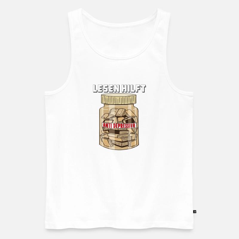 BUCH LESEN HILFT - Männer Premium Bio Tank Top - Weiß