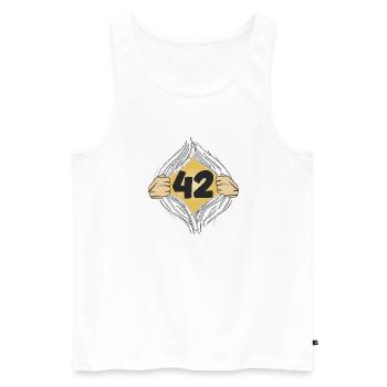 42 PUT ON SHIRT - Men's Premium Organic Tank Top - white - Front - Michal (187cm)